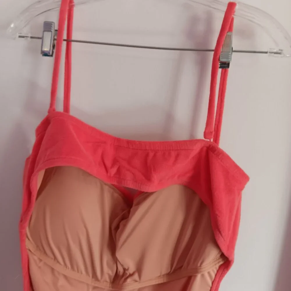 J Crew Women's Cutout Bandeau One Piece In Terry Coral Size 20 NWT